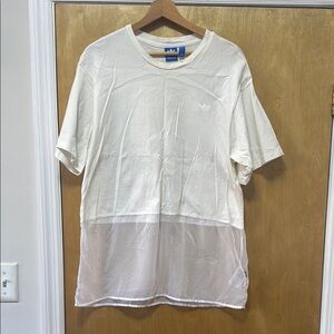 Adidas White Short Sleeve Tee with Mesh Bottom